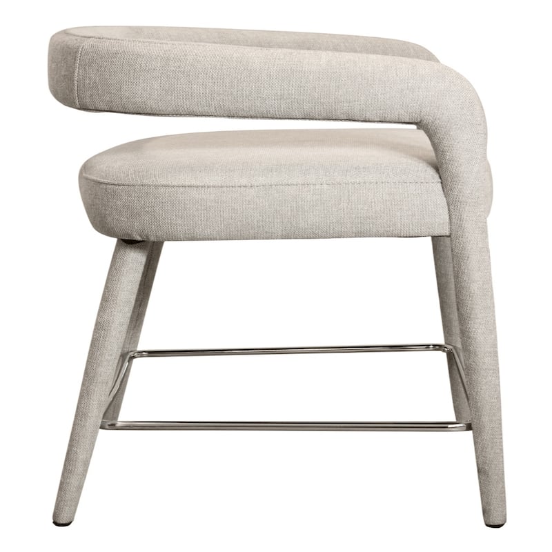 Modern Counter Height Bar Stool with Arms 25-Inch Low Back Upholstered Fabric Seat Metal Frame - 22" x 21" x 35"