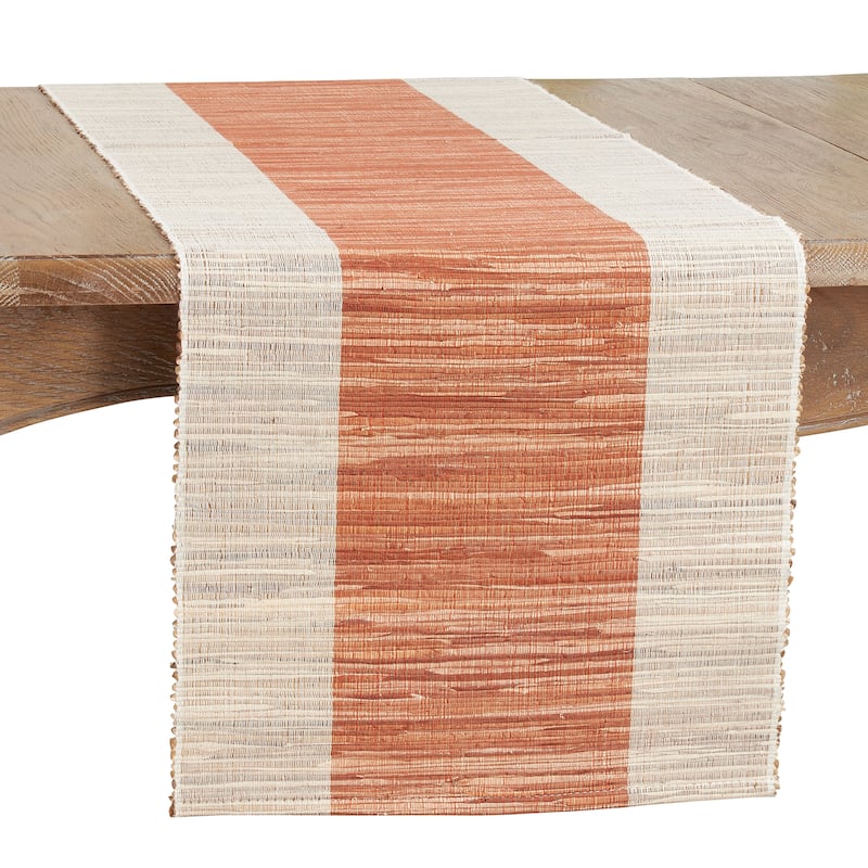 Shimmering Table Runner With Banded Design - 16"x72" - Rust
