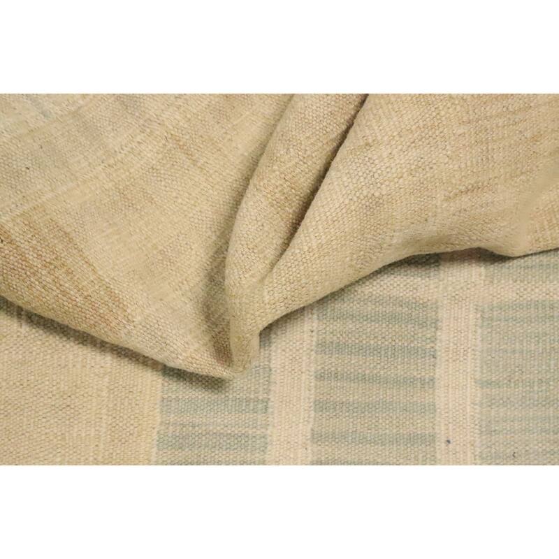 Hand Woven Oriental 100% Wool Carpet Southwestern Tribal Green Kilim Area Rug - 12' 9'' X 9' 10''