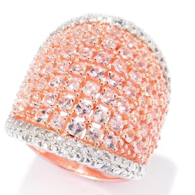 Rose Gold Over Sterling Silver Morganite, White Topaz Ring