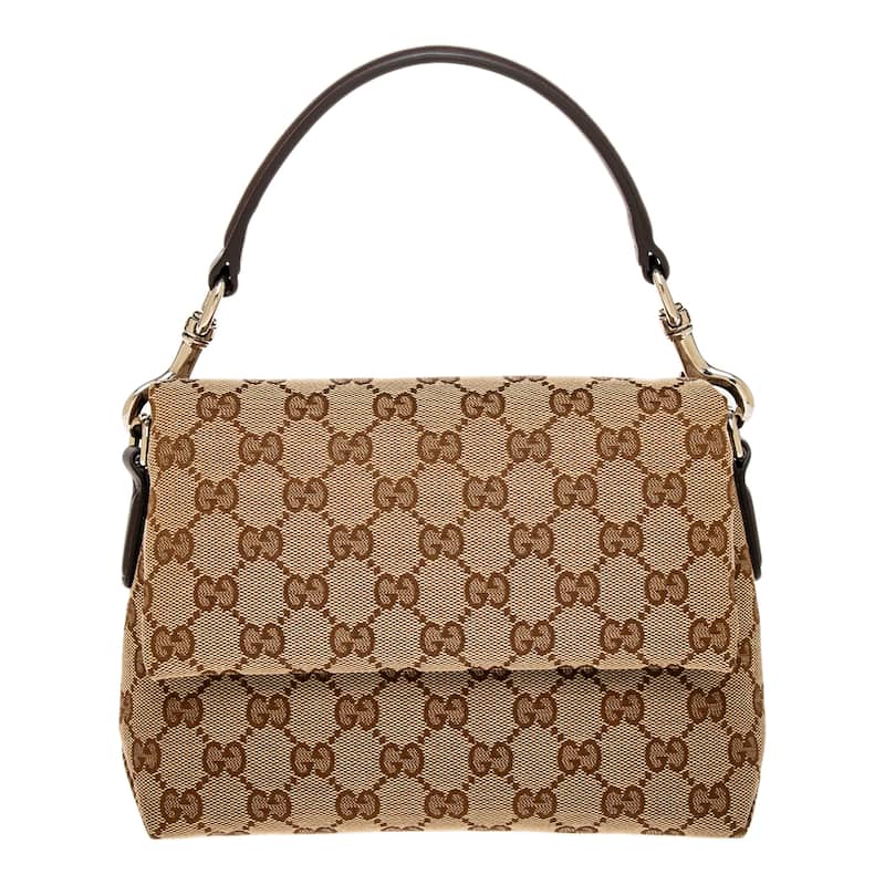 Gucci GG Canvas Small Crossbody Bag - Beige and Dark Brown
