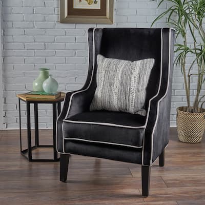 Black Modern 25.9" High Back Velvet Upholstered Club Chair with Wide Backrest