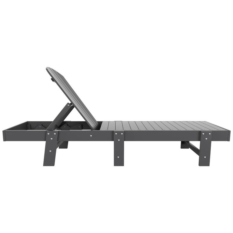 Polytrends Altura Poly Eco-Friendly All Weather Reclining Chaise Lounge with Arms & Side Table (2 Piece Set)