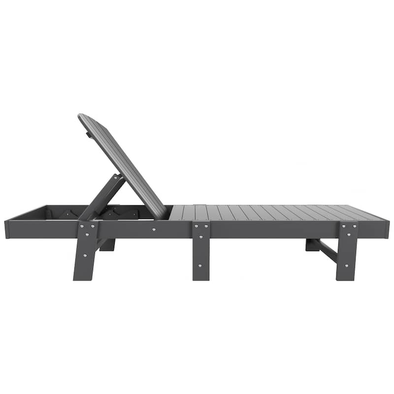 Altura Armless Poly Eco-Friendly All Weather Reclining Chaise Lounge with Side Table Set (3-Piece Set)