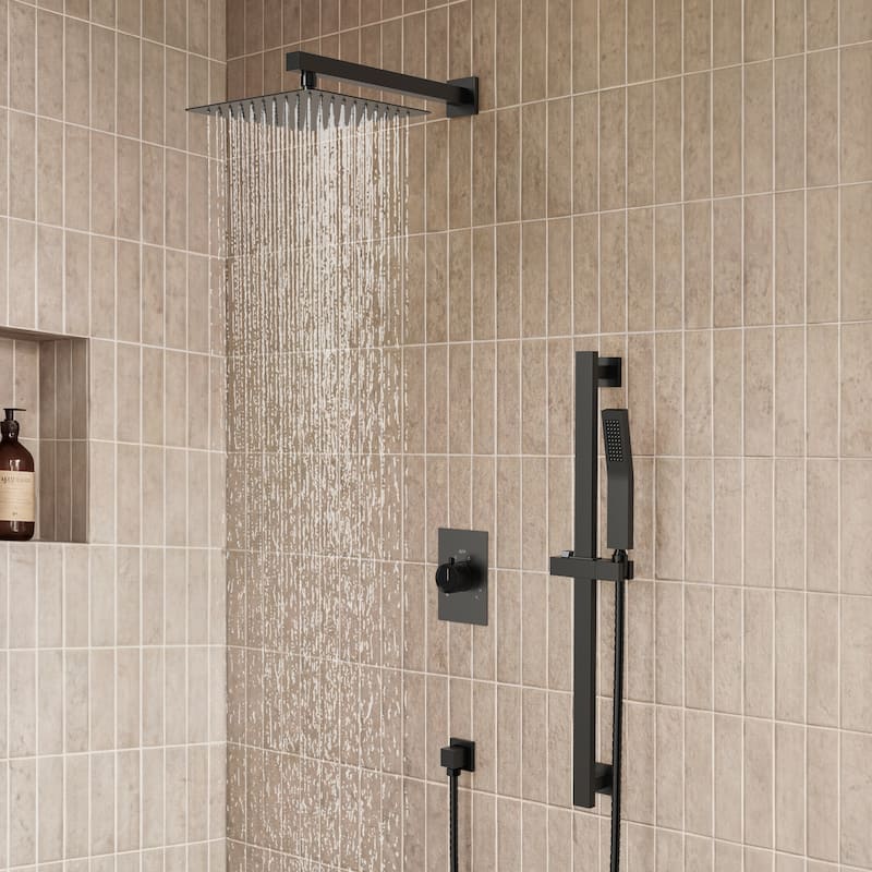 Slide Bar High-Pressure Balancing Shower System 10" Rainfall Shower Head with Handheld Shower