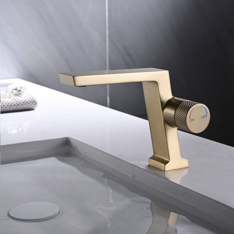 Single Handle Bathroom Sink Faucet Brass Single Hole Modern Bathroom Vanity Basin Taps Brushed Gold