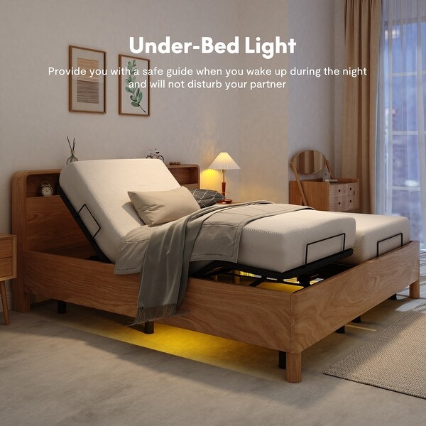 FunniHomi Twin XL/Queen/Split King Size Adjustable Bed Frame, Zero