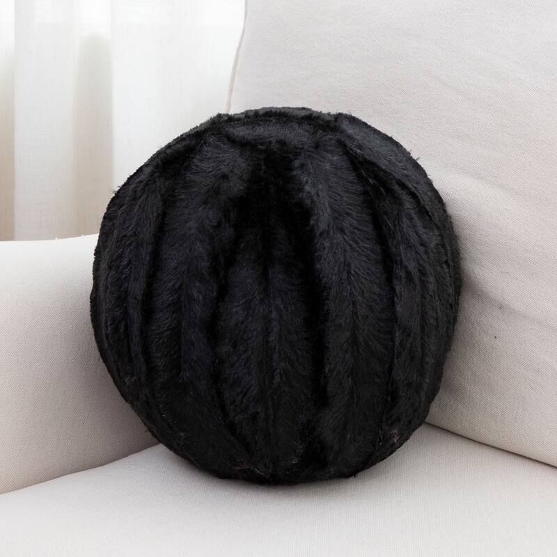 Cheer Collection 10" Round Living Room Decorative Ball Pillow - Black