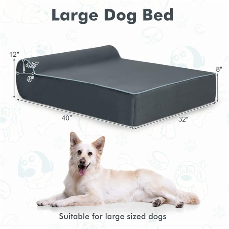 Orthopedic Dog Bed Dog Sofa With Headrest And Removable Washable Cover - Multi