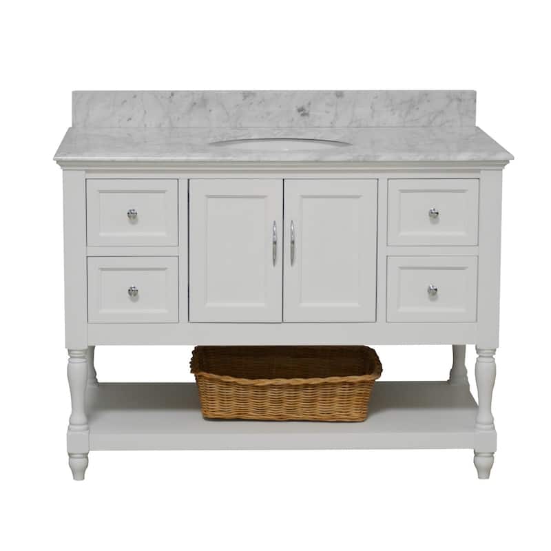 KitchenBathCollection Beverly 48" BathroomVanity w/ Carrara Marble Top
