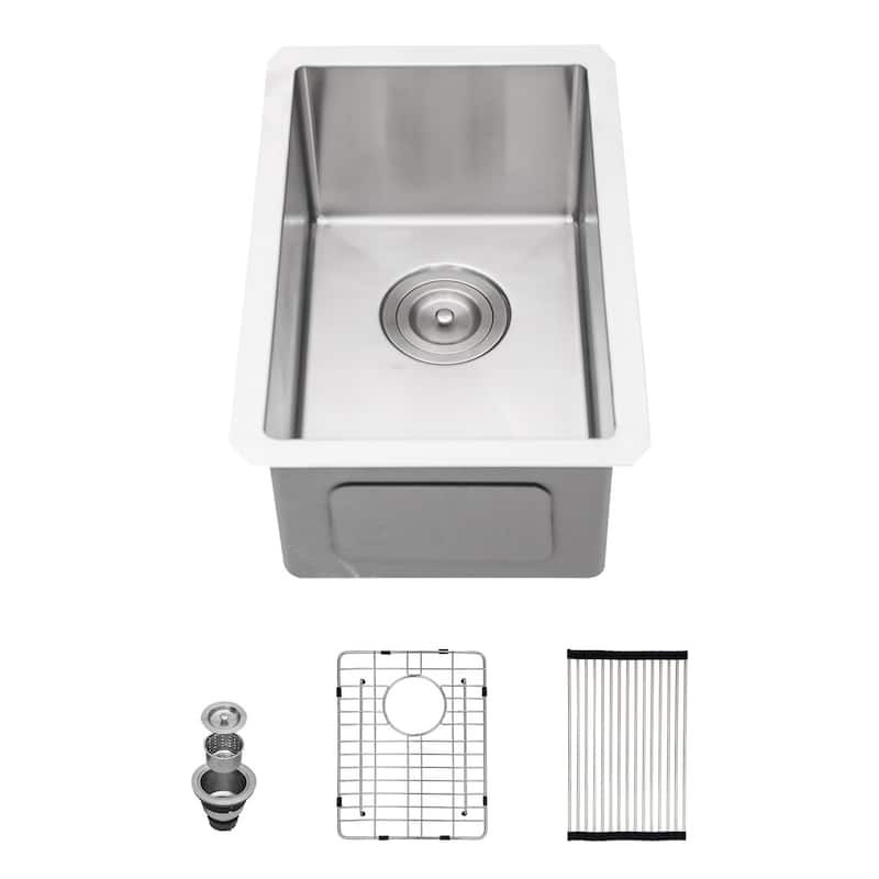 10 Inch Undermount Sink 10"x18"x8" Stainless Steel Kitchen Sink 16 Gauge 8 Inch Deep Single Bowl Kitchen Sink Basin
