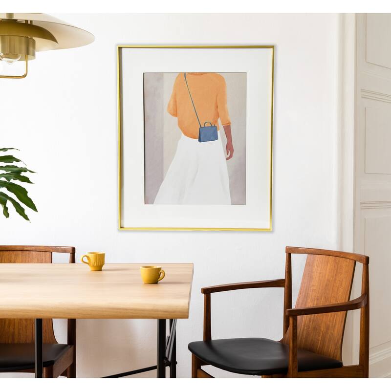 Abstract Figure and Purse Print with Brushed Gold Metal Frame