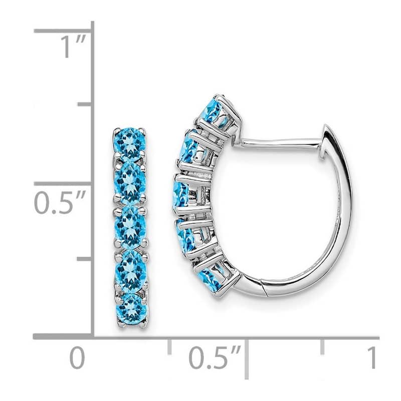 Curata 925 Sterling Silver Hinged post Polished London Blue Topaz Hinged Hoop Earrings - 20x18mm Wide 4mm Thick