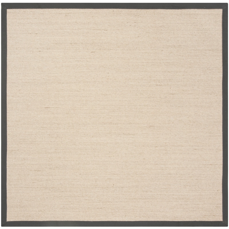 SAFAVIEH Natural Fiber Alleen Casual Border Sisal Rug - 6' Square - Natural/Dark Grey