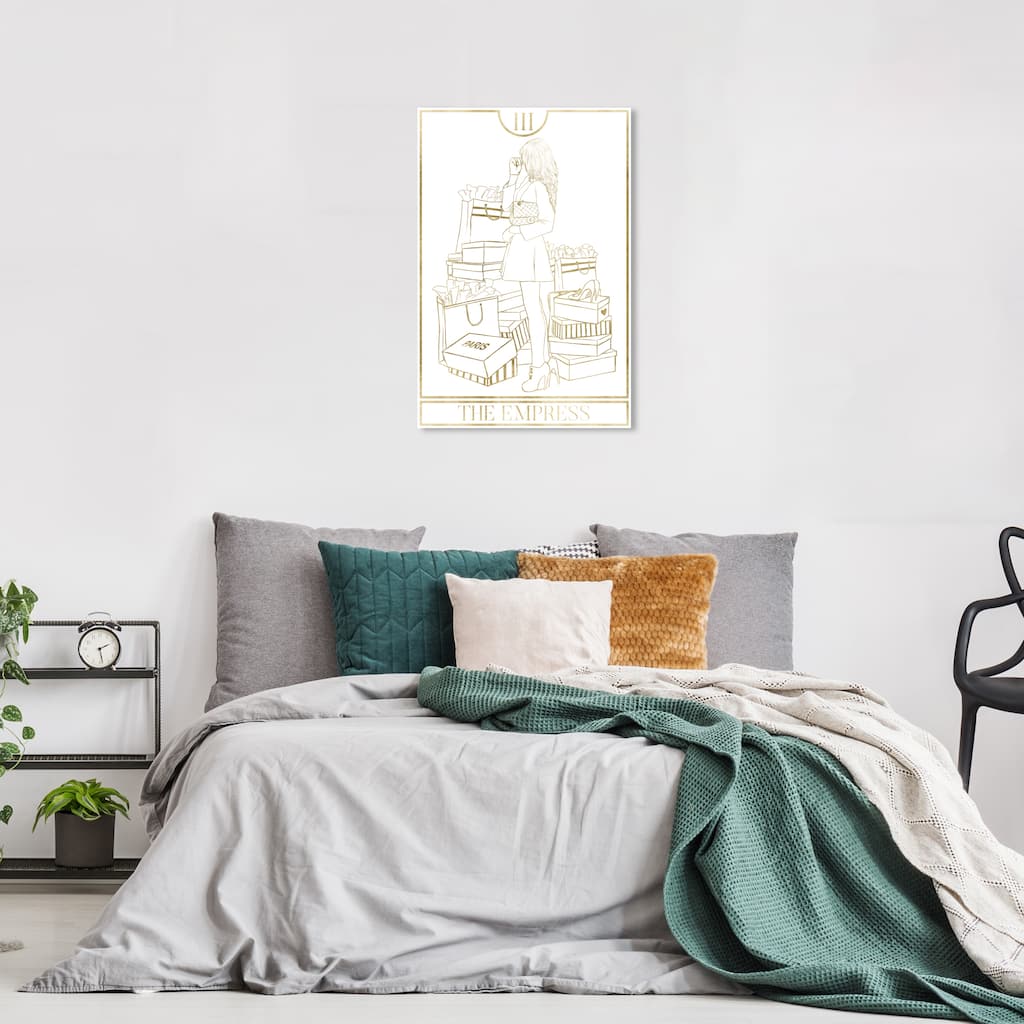 Wynwood Studio Canvas Fashion and Glam The Empress of Shopping Gold and Metallic Gold Glam Wall Art Canvas Print