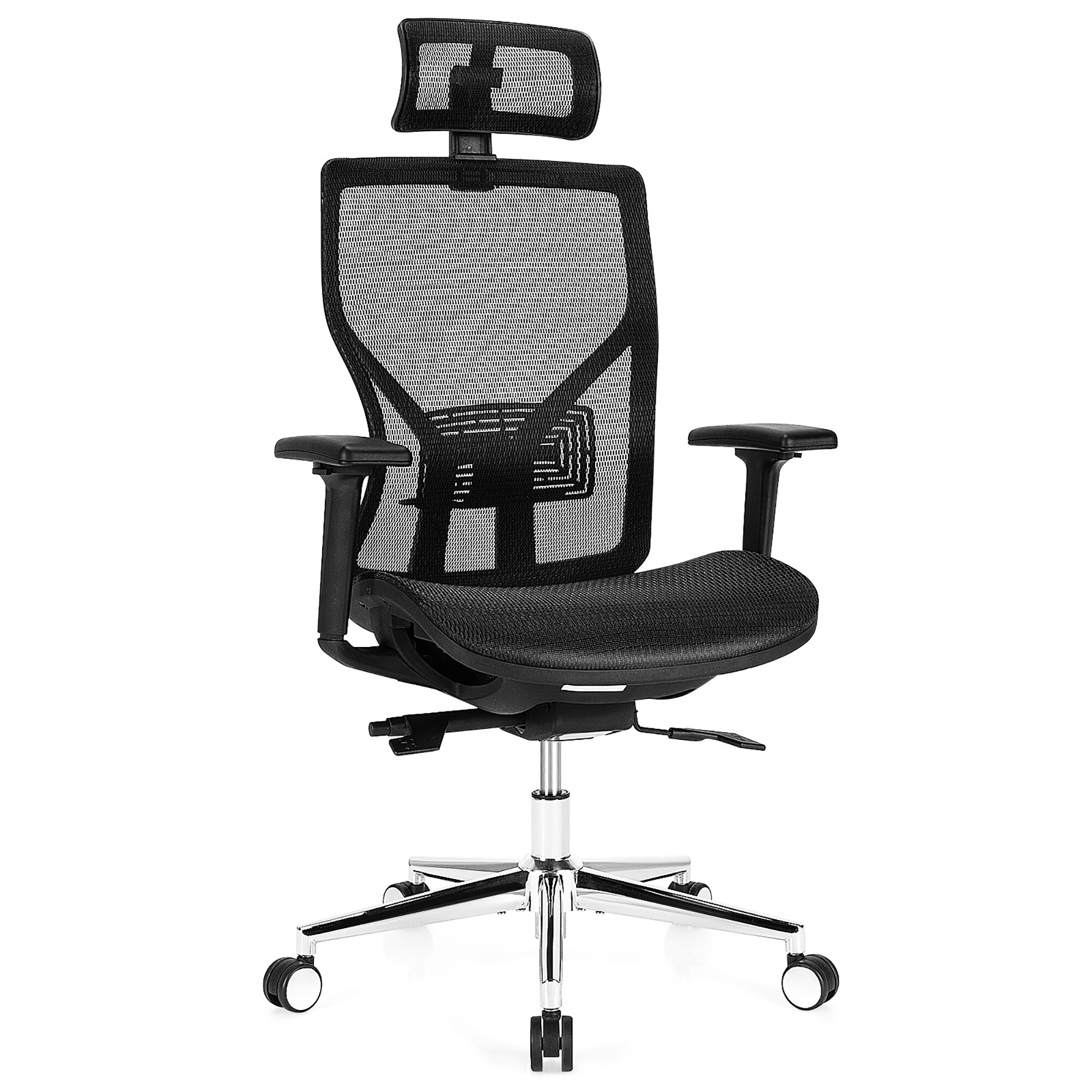 Costway Adjustable Mesh Office Task Chair Heating Lumbar Support Headrest Grey