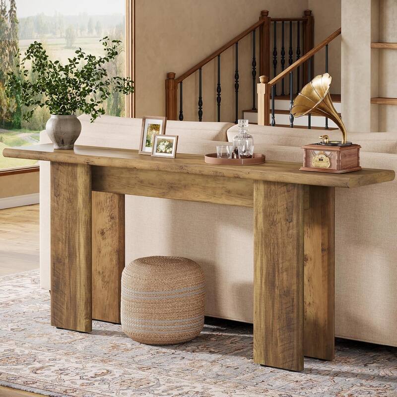 70.87" Extra Long Console Table, Mid-Century Modern Sofa Table Behind Couch