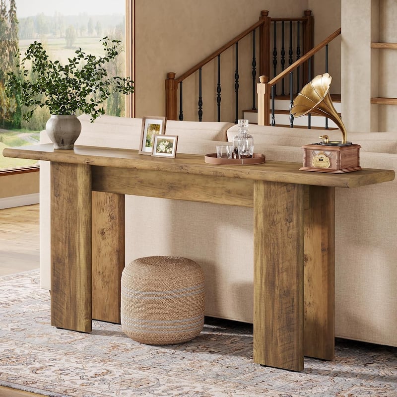 71" Long Console Table, Modern Sofa Table for Entry, Entrance, Hallway, Living Room - Brown