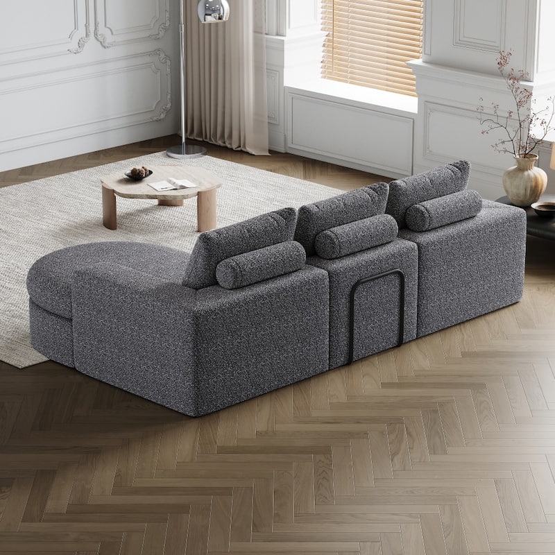 99" Chenille Cloud Curved Sectional Sofa with Deep Seats