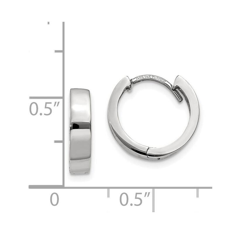 Curata 14k White Gold Solid Hinged Polished 10x3mm Huggies Earrings