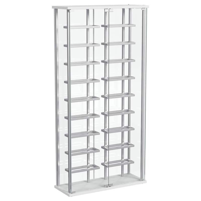 Montara Tempered Glass Wine Storage Display Curio Cabinet With Led Lighting Chrome - Chrome