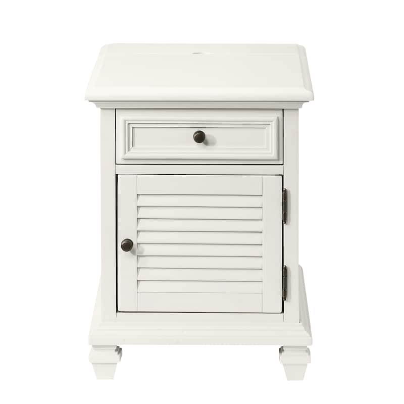 Steve Silver Castana Modern Farmhouse Soft White Side Table with USB