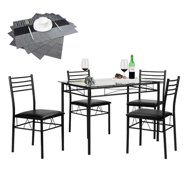 Vecelo Gl Dining Table Set With 4 Chairs Kitchen Vecelo Gl Dining Table Set With 4 Chairs Kitchen