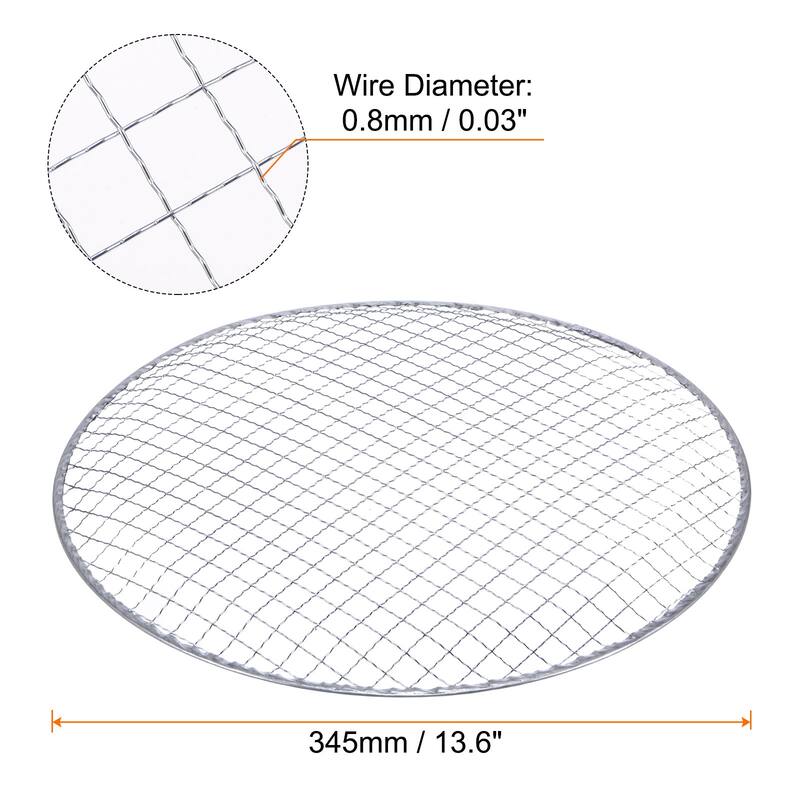 5pcs Round BBQ Grill Net 13.6" Dia Galvanized Iron Barbecue Mesh Mat for Baking - Silver