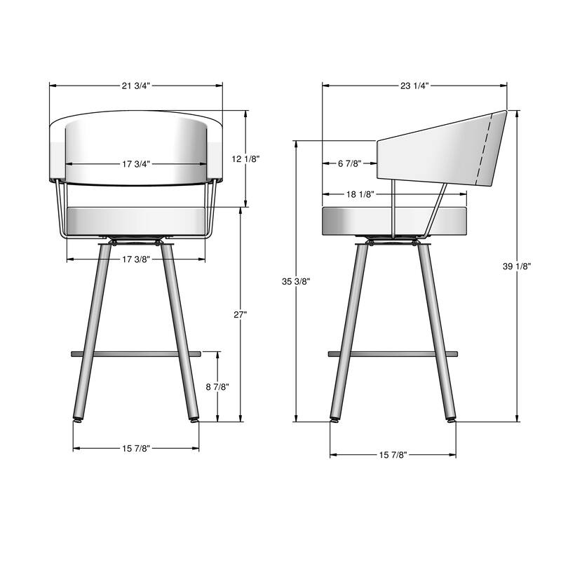 Amisco Corey Swivel Counter and Bar Stool, Upholstered with Metal Legs