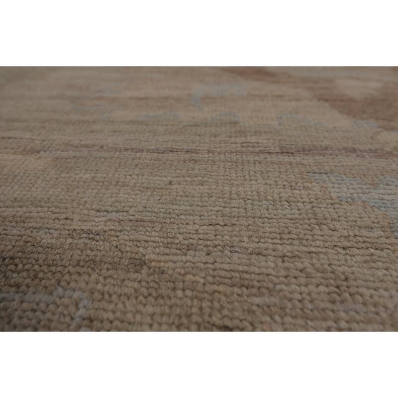 Transitional Oushak Turkish Area Rug Handmade Beige Wool Carpet - 8'3"x 9'9"