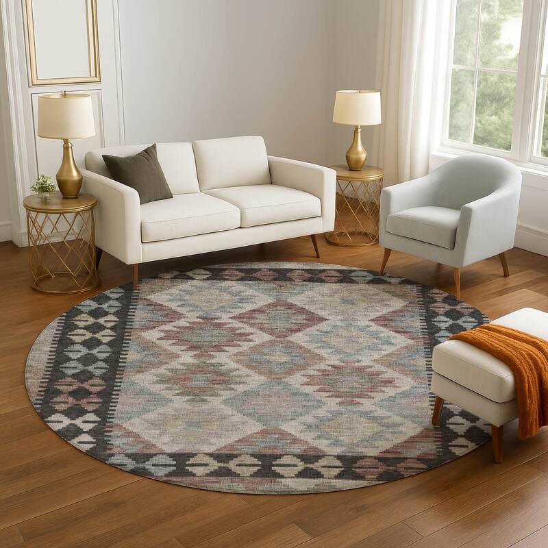 Premium Washable Super Soft Traditional Global Mayfield Rug - Taupe - 8' x 8'