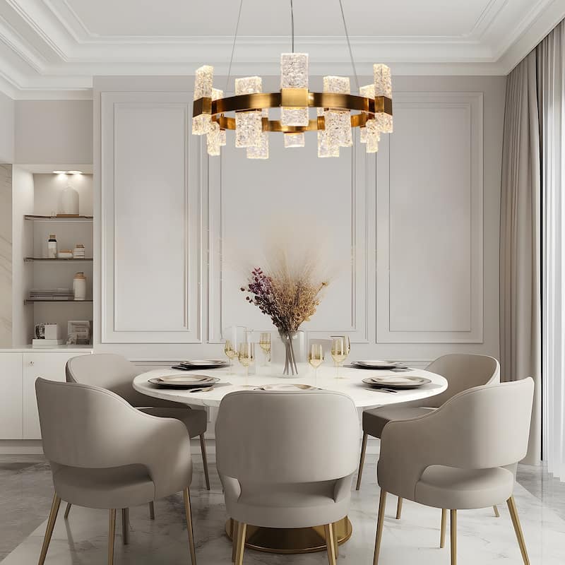 Modern Glam 24-Light LED Drum Chandelier for Dining Room - D 31.1" x H 72.4" Max