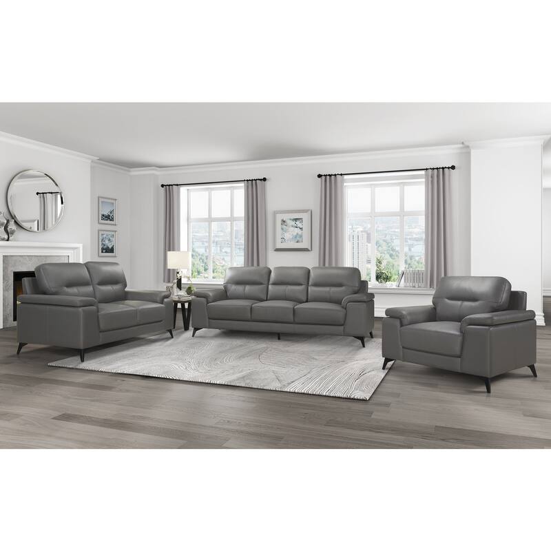 Roxine Dark Gray Top Grain Leather Sofa