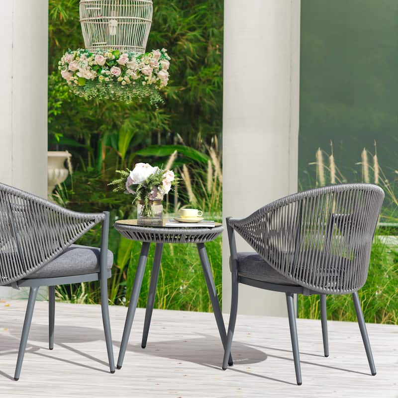 NUU GARDEN Outdoor 3-piece Bistro Set With Cushion