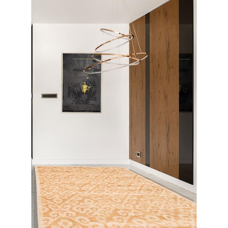 ECARPETGALLERY Machine Woven Lotus Mod Khaki Polypropylene Rug - 5'0 x 7'8