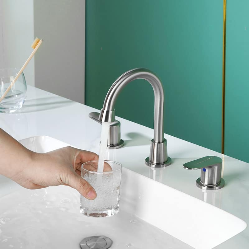 WOWOW 8 in. Widespread Bathroom Sink Faucet with Pop-Up Drain