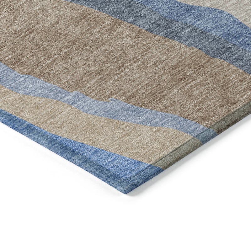 Machine Washable Indoor/ Outdoor Abstract Contemporary Chantille Rug