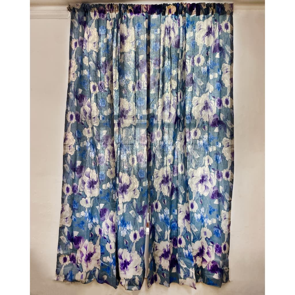 Jiti traditional interior watercolor floral pattern cotton accent curtains rectangular curtains 96 x 50 x 2 units