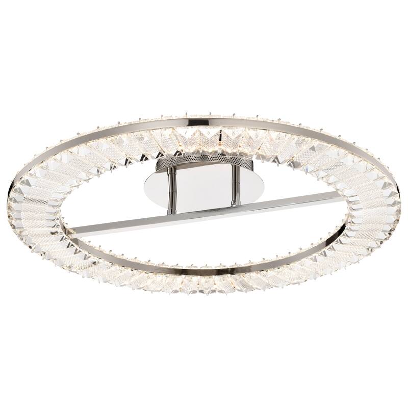 Nova LED 23 Inch Round Flush Mount Polished Nickel Finish K9 Crystal - Polished Nickel