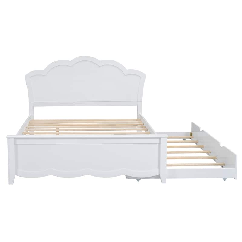 Bed Frame with Twin Size Trundle Bed and Headboard