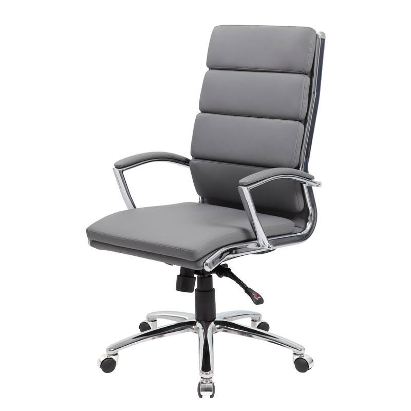 Dave Tall Executive Swivel Armchair, Chrome Finish, Gray Vinyl