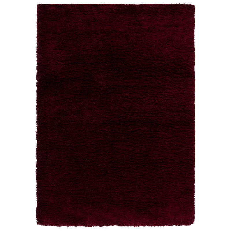 SAFAVIEH Laguna Shag Viroana Solid 2-inch Thick Rug - 5'3" Square - Maroon