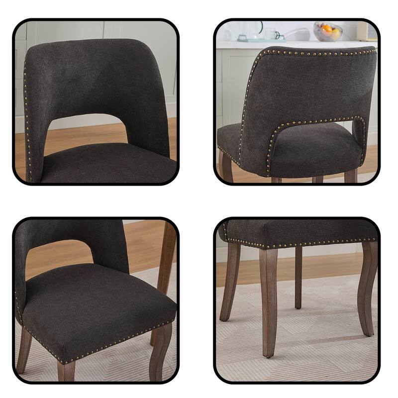 Set of 2 Modern Farmhouse Wooden Dining Chairs