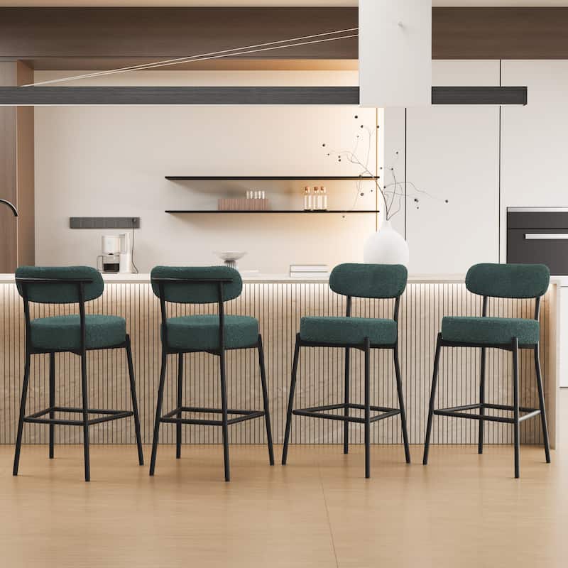 XINMICS 27 Inches Boucle Counter Height Bar Stools with Back