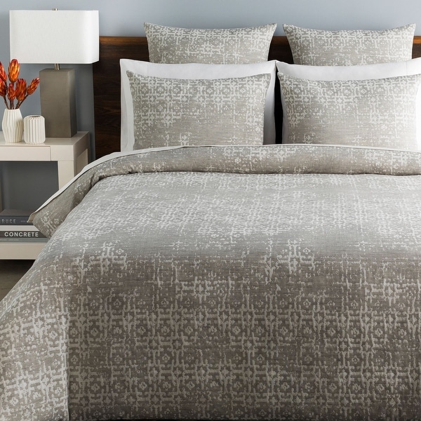 92" Charcoal Gray Distressed Finish Full/Queen Duvet Set with Two Standard Shams - N/A