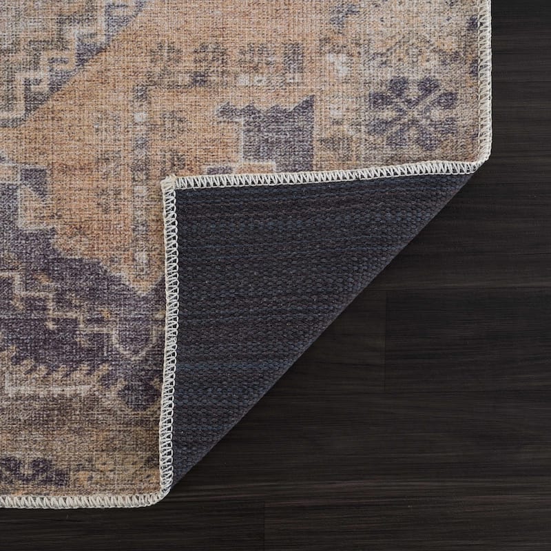 Hauteloom AUY Collection Machine Washable Persian Medallion Area Rug