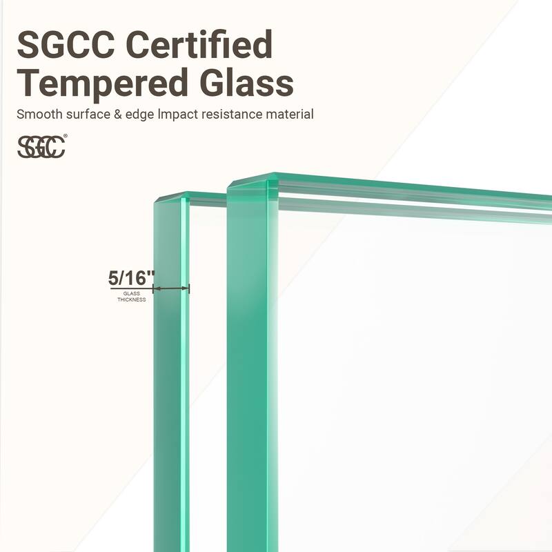 GDFStudio - Modern America Design Frameless Single Sliding Shower Door with 5/16" SGCC Tempered Glass & Stainless Steel Hardware