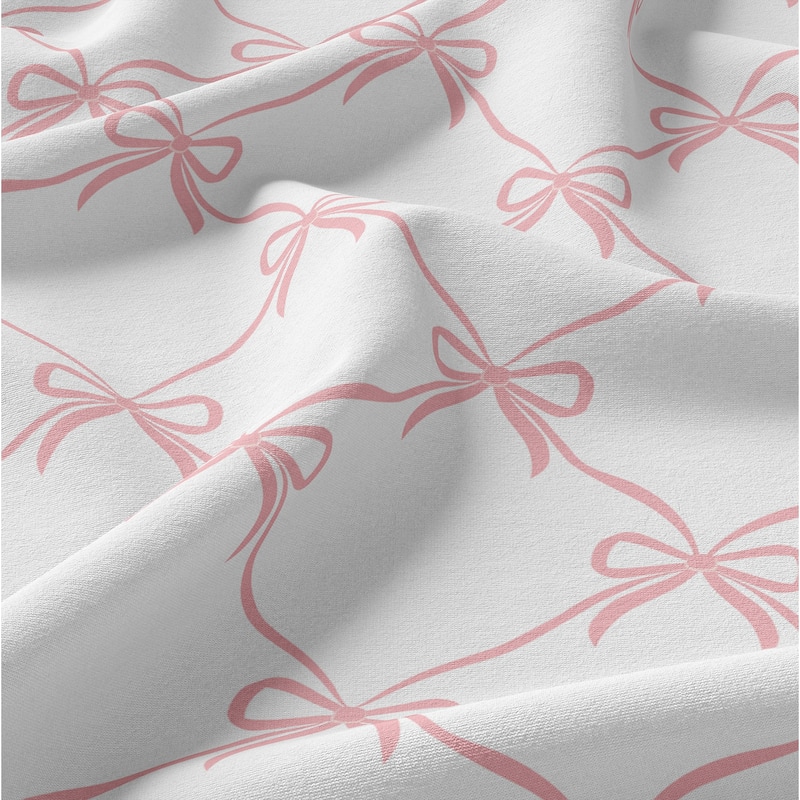 Sweet Jojo Designs Pink Bows Girl Queen Bed Skirt -Blush & White Elegant Bow for the Ballerina Ballet Dancer Princess Collection