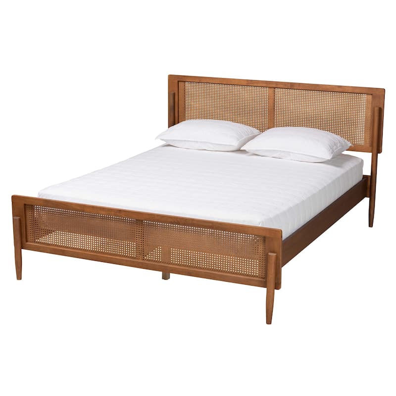 Gardwin Mid-Century Modern Ash Walnut Finished Wood Platform Bed - King