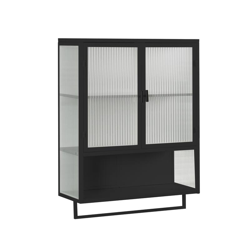 Modern Wall Cabinet with an Open Shelf and Towel Rack